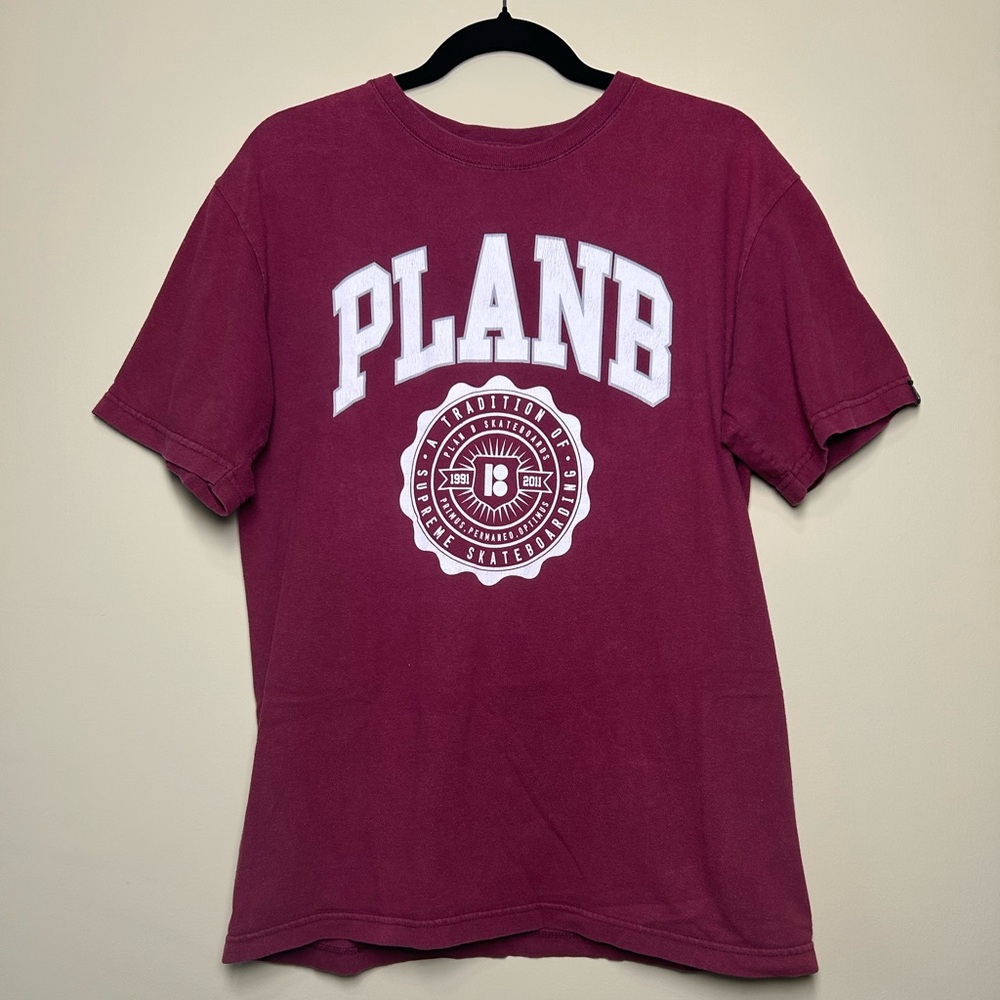 Plan B Skateboarding Burgundy Graphic T-Shirt - Size M
